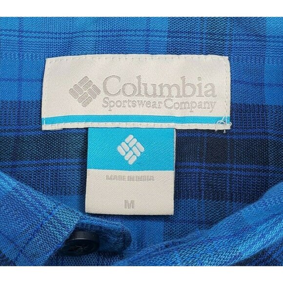 Columbia Sportswear Company Men's Med Blue Plaid Regular Fit Long Sleeve Shirt - Picture 8 of 11